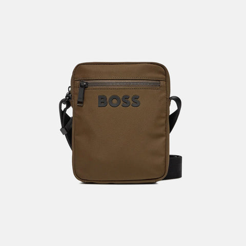 Bolso BOSS con logo en contraste y correa con rayas distintivas