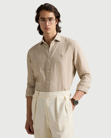 Camisa En Lino POLO Ralph Lauren Manga Larga Custom Fit Houndstooth