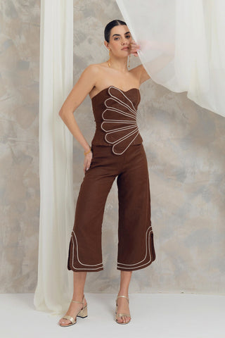 Set en Lino Faride de Top Coral + Pantalón Varadero