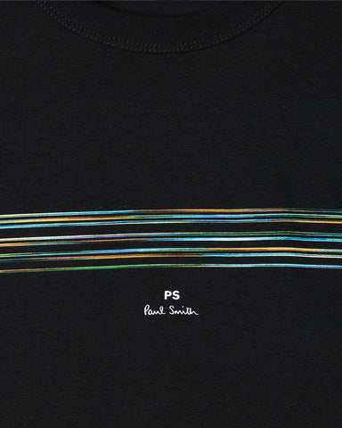 T-Shirt Ps Paul Smith Black Organic Cotton 'Blur Stripe' Regular Fit