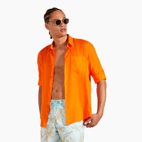 Camisa en lino Vilebrequin Regular Fit Caroubis