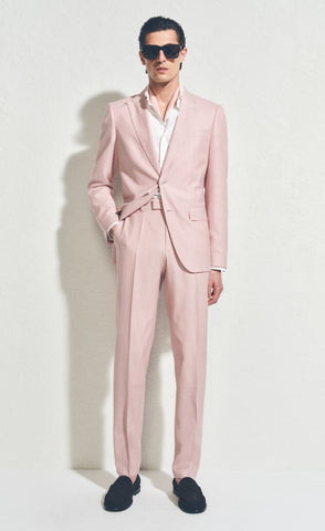 BOSS ONE Pantalones de traje de Slim Fit en lana, seda y lino - Rosado