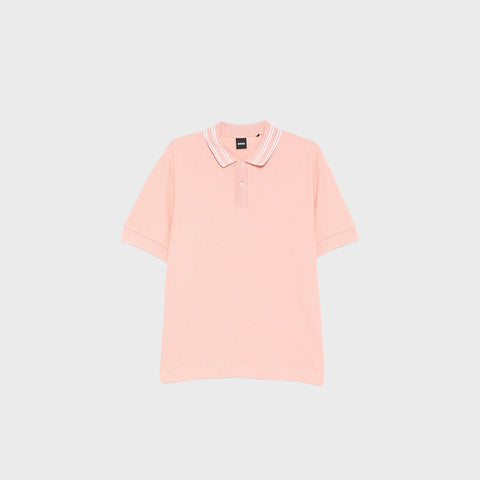 Polo BOSS de Punto con Cuello en Contraste - Rosa