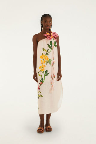 Vestido Midi Floral Un Hombro FARM Rio