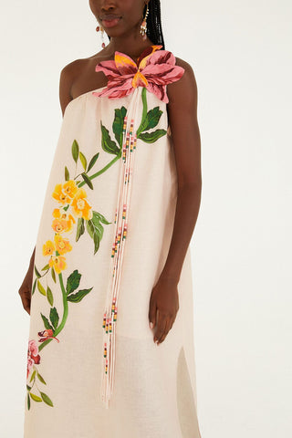 Vestido Midi Floral Un Hombro FARM Rio