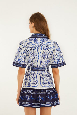 Vestido Mini Farm Rio En Lino Premium off-white porcelain garden