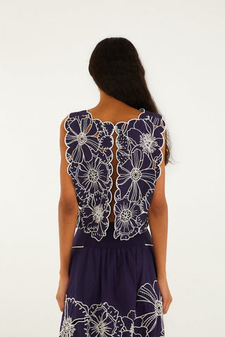 Set Farm Rio blue flowers richelieu Crop Top & Falda