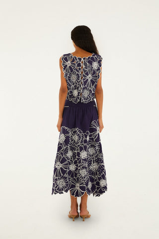 Set Farm Rio blue flowers richelieu Crop Top & Falda