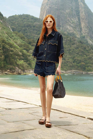 Short Denim Bordado FARM Rio