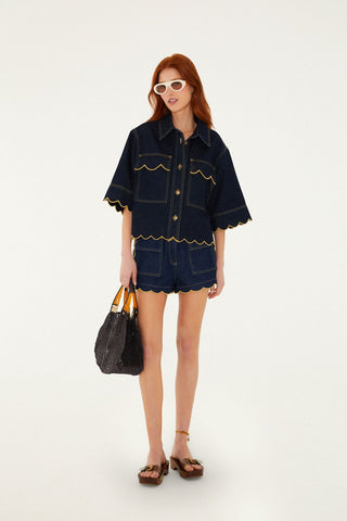 Short Denim Bordado FARM Rio