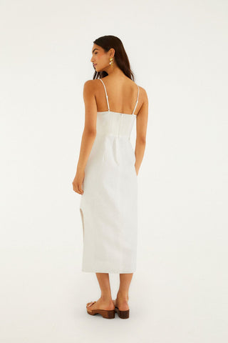 Vestido Midi FARM Rio Shell Bodice Pearl Off White