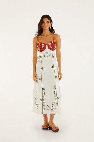 Vestido Midi Floral Bordado FARM Rio