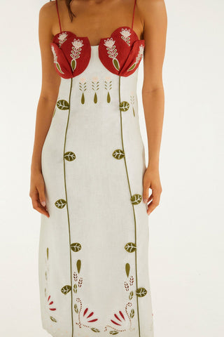 Vestido Midi Floral Bordado FARM Rio
