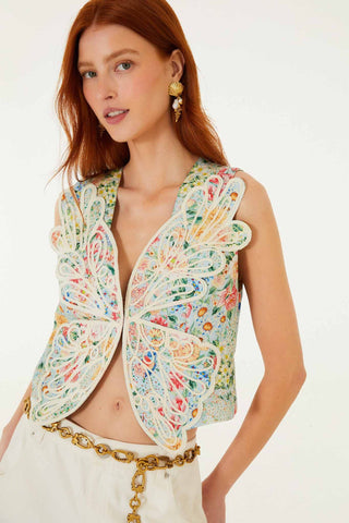 Top Mariposa Estampado Floral FARM Rio