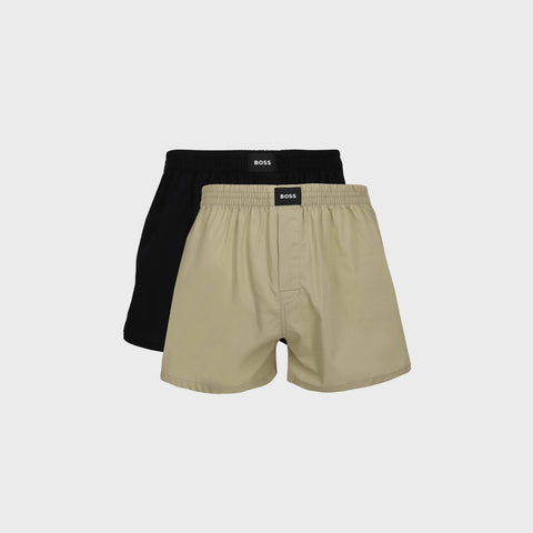 Pack de 2 Bóxers Pijama BOSS de Popelina de Algodón – Negro / Beige