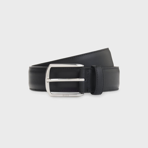 Correa BOSS Onnie-BB-Tip de Piel con Hebilla Plateada – Negro