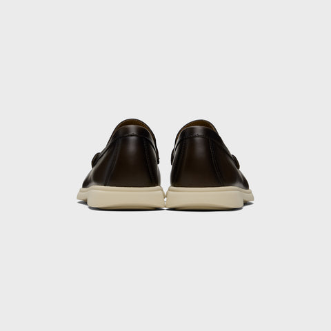 Mocasines BOSS de piel con logotipo en relieve Marrón Oscuro