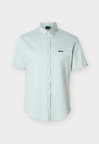 Camisa Mangas Cortas BOSS en Algodón regular fit Azul Turquesa