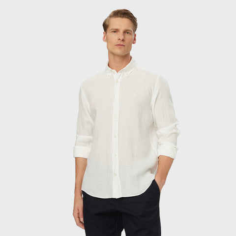 Camisa BOSS en Lino con Logo Doble B Bordado Slim Fit