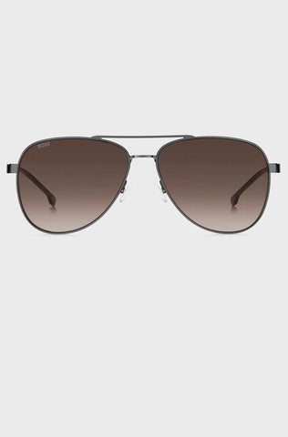 Gafas De Sol Boss Para Hombre En Acero Negro Mate Con Doble Puente