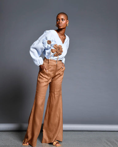 Set Neylan Top + Pantalón En Lino Diseñadora Olga Lucia Cortes
