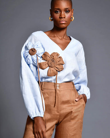 Set Neylan Top + Pantalón En Lino Diseñadora Olga Lucia Cortes