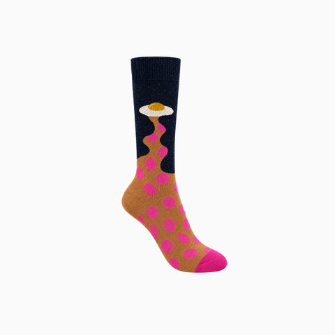 Medias Happy Socks con Estampado de Huevo y Lunares – Azul Marino / Marrón / Fucsia