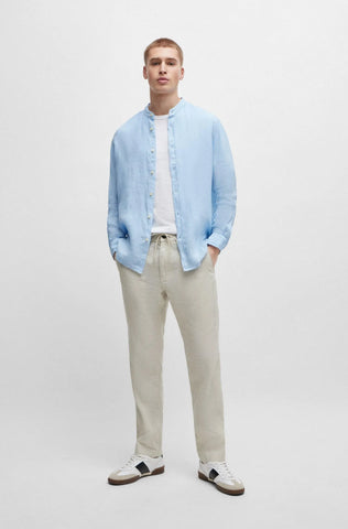 Pantalón En Lino Boss Tapered Fit