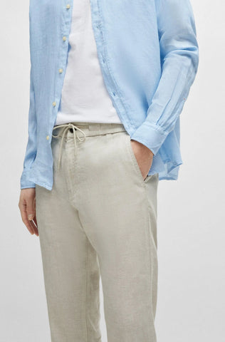 Pantalón En Lino Boss Tapered Fit