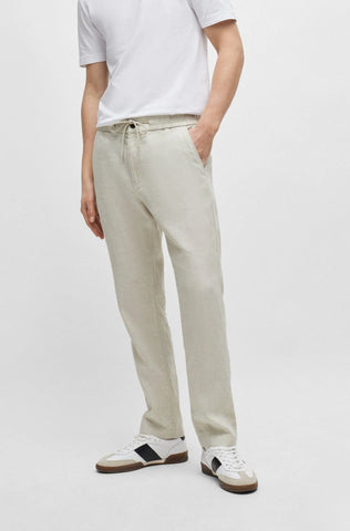Pantalón En Lino Boss Tapered Fit