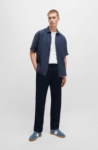 Pantalón En Lino Boss Tapered Fit