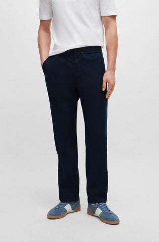 Pantalón En Lino Boss Tapered Fit