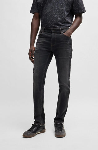 Jeans Boss Slim Fit Acabado Súper Suave En Negro Delaware