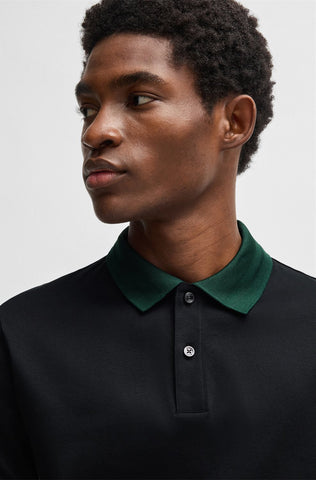 Polo BOSS Slim fit de algodón mercerizado con rayas en el cuello