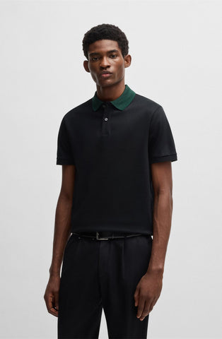 Polo BOSS Slim fit de algodón mercerizado con rayas en el cuello