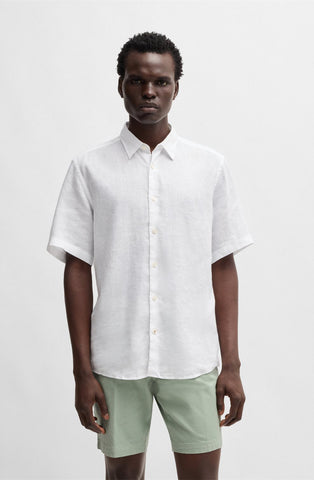 Camisa Boss Regular Fit Manga corta En lino