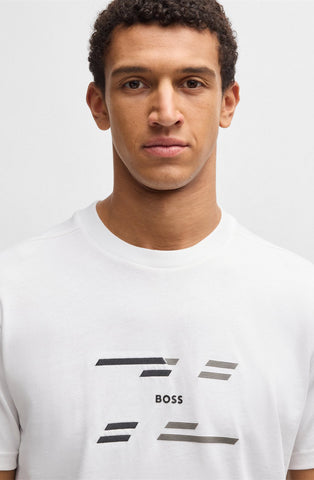 T-Shirt BOSS de algodón mercerizado con arte de temporada Regular fit