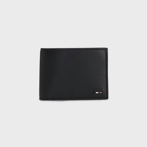 Billetera BOSS Ray_6cc N. con Textura Granulada – Negro