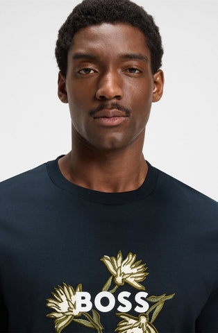 T-Shirt BOSS de algodón con ilustración del logotipo Regular fit