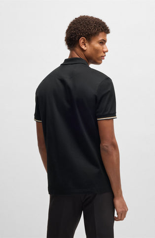Polo Shirt BOSS de algodón estructurado con cuello con cremallera