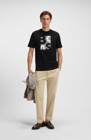 T-Shirt BOSS de algodón mercerizado con textura en el pecho Regular fit