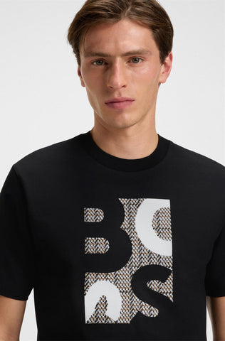 T-Shirt BOSS de algodón mercerizado con textura en el pecho Regular fit