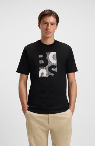 T-Shirt BOSS de algodón mercerizado con textura en el pecho Regular fit