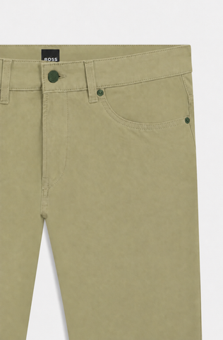 Pantalón BOSS P-Delaware5 Slim Fit de Sarga Stretch – Beige