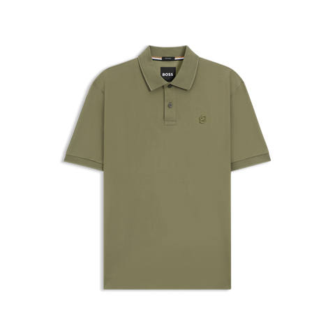Polo BOSS de algodón mercerizado con monograma doble b bordado Regular Fit