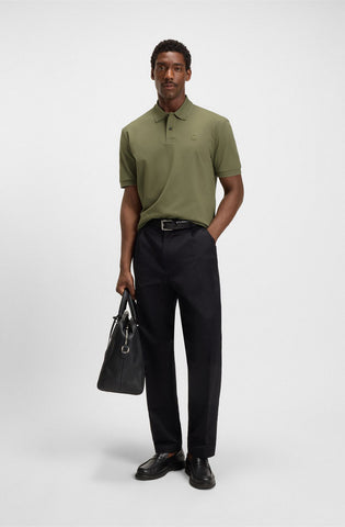 Polo BOSS de algodón mercerizado con monograma doble b bordado Regular Fit