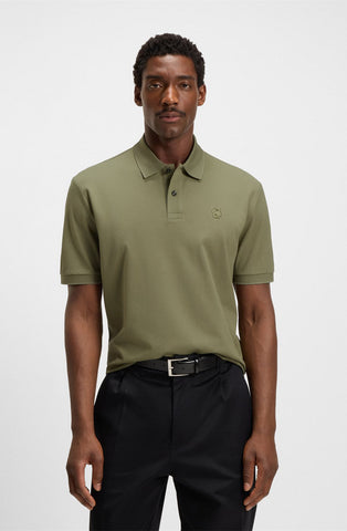 Polo BOSS de algodón mercerizado con monograma doble b bordado Regular Fit