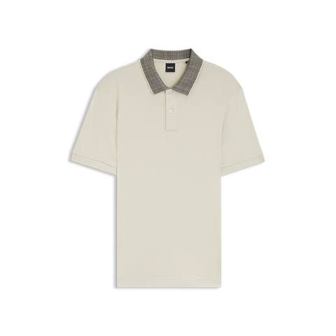 Polo BOSS de algodón Pima con cuello estampado Regular fit