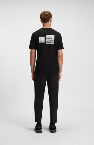 T-Shirt BOSS de algodón con stretch y estampado fotográfico Relaxed fit