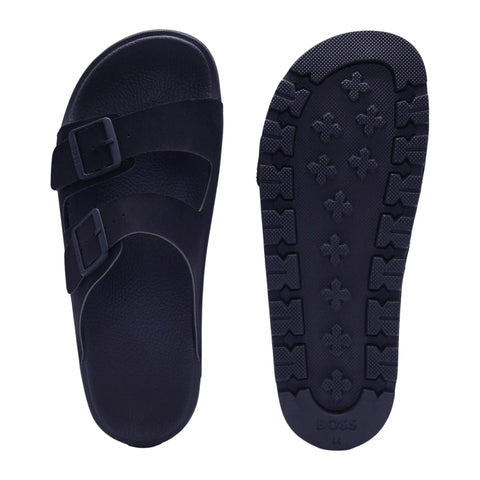 Sandalias BOSS de doble tira con hebillas de marca